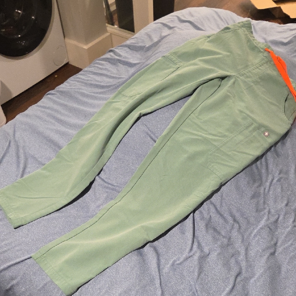 Figs Women’s Sage Green Skinny Jeans with Orange Drawstring